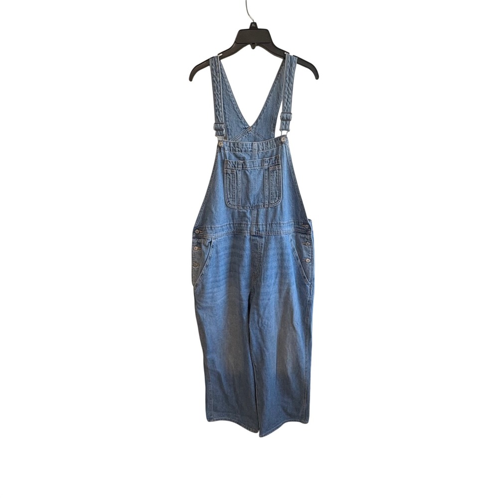 Old Navy Size 16 Baggy Wide Leg Denim Overalls Relaxed Light Wash Boho Granola